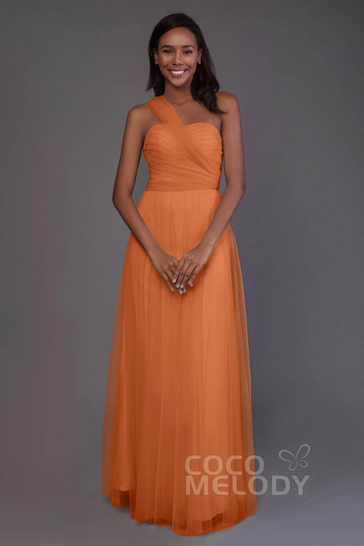 Sheath-Column Floor Length Tulle Bridesmaid Dress PR3502 - COCOMELODY